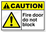 Fire Door Do Not Block Caution Signs