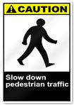 Slow Down Pedestrian Traffic Caution Signs
