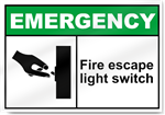 Fire Escape Light Switch Emergency Signs