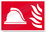 Helmet And Flames Fire Sign