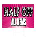 Half Off All Items Sign