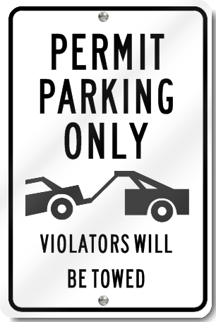 Permit Parking Only Violators Will Be Towed Sign