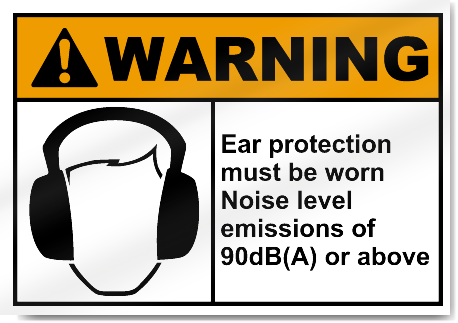 Ear Protection Must Be Worn Noise Level Warning Signs