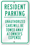 Resident Parking Metal Sign