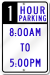 1 Hour Parking Sign