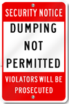 Dumping Not Permitted Sign