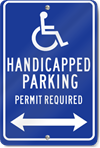 Handicapped Parking Permit Required (Double Arrow) Parking Sign