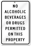 No Alcoholic Beverages Or Drugs Sign