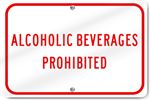 Horizontal Alcoholic Beverages Prohibited Sign