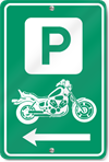 Motorcycle Parking to the Left Direction Sign 