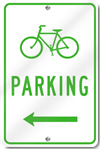 Bicycle Parking With Left Directional Arrow Sign 