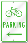 Bicycle Parking With Left Directional Arrow Sign