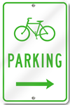 Bicycle Parking With Right Directional Arrow Sign 