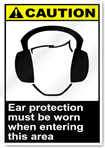 Ear Protection Must Be Worn When Entering This Area Caution Signs