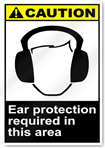 Ear Protection Required In This Area Caution Signs