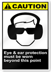 Eye & Ear Protection Must Be Worn Beyond This Point Caution Signs