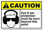 Eye & Ear Protection Must Be Worn Beyond This Point Caution Signs