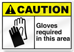 Gloves Required In This Area Caution Signs