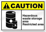 Hazardous Waste Storage Area Restricted Area Restricted Area Caution Signs