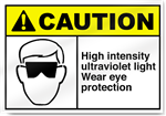 High Intensity Ultraviolet Light Wear Eye Protection Caution Signs