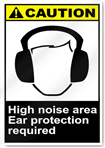 High Noise Area Ear Protection Required Caution Signs