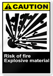 Risk Of Fire Explosive Material Caution Signs