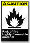 Risk Of Fire Highly Flammable Material Caution Signs