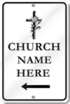 Custom Church Left Directional Arrow With Cross Sign