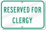 Horizontal Reserved For Clergy Sign