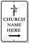Custom Church Right Directional Arrow With Cross Sign