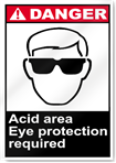 Acid Area Eye Protection Required Danger Signs