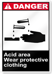 Acid Area Wear Protective Clothing Danger Signs