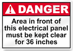 Area In Front Of This Electrical Panel Must Be Kept Clear For 36 Inches Danger Signs