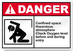 Confined Space Hazardous Atmosphere Check Oxygen Level Before And During Entry Danger Signs