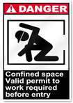 Confined Space Valid Permit To Work Required Before Entry Danger Signs