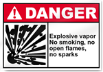 Explosive Vapor No Smoking, No Open Flames, No Sparks Danger Signs