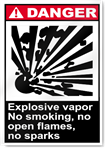 Explosive Vapor No Smoking, No Open Flames, No Sparks Danger Signs