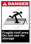 Fragile Roof Area Do Not Use For Storage Danger Signs