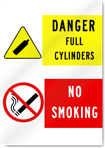 Danger Full Cylinders No Smoking Sign 