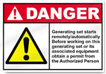 Generating Set Starts Remotely Danger Signs