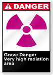 Grave Danger Very High Radiation Area Danger Signs