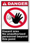 Hazard Area No Unauthorized Personnel Beyond This Point Danger Signs
