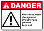 Hazardous Waste Storage Area Unauthorized Persons Keep Our Danger Signs