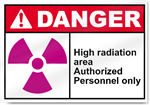 High Radiation Area Authorized Personnel Only Danger Signs