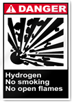 Hydrogen No Smoking No Open Flames Danger Signs