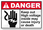 Keep Out High Voltage Inside May Cause Injury Or Death Danger Signs