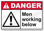 Men Working Below Danger Signs