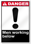 Men Working Below Danger Signs