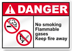 No Smoking Flammable Gases Keep Fire Away Danger Signs