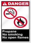 Propane No Smoking No Open Flames Danger Signs